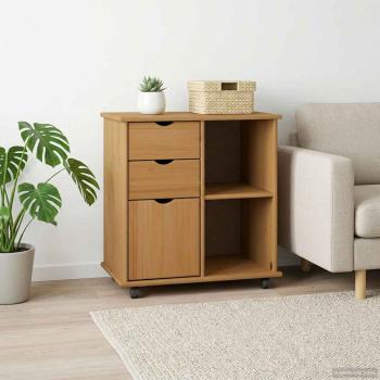 Rollschrank 63,5 x 39 x 65,5 cm Massivholz Kiefer Honigbraun