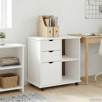 ARDEBO.de - Rollschrank 63,5 x 39 x 65,5 cm Massivholz Kiefer Weiß