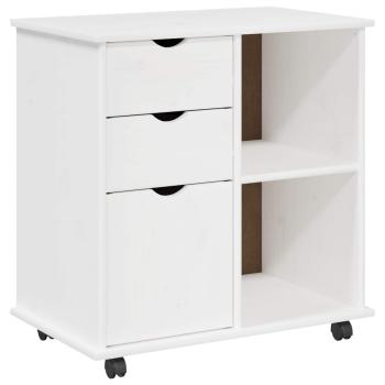 Rollschrank 63,5 x 39 x 65,5 cm Massivholz Kiefer Weiß