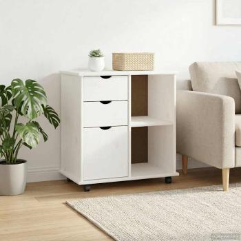 Rollschrank 63,5 x 39 x 65,5 cm Massivholz Kiefer Weiß