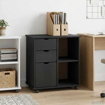 ARDEBO.de - Rollschrank 63,5 x 39 x 65,5 cm Massivholz Kiefer Grau