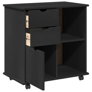 Rollschrank 63,5 x 39 x 65,5 cm Massivholz Kiefer Schwarz