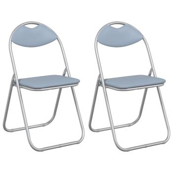 Klappstuhl 2 Stk. Kunstleder Grau 48 x 43,5 x 81 cm