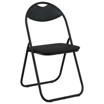 Klappstuhl 2 Stk. Kunstleder Schwarz 48 x 43,5 x 81 cm