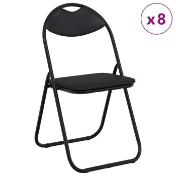 Klappstuhl 8 Stk. Kunstleder Schwarz 48 x 43,5 x 81 cm
