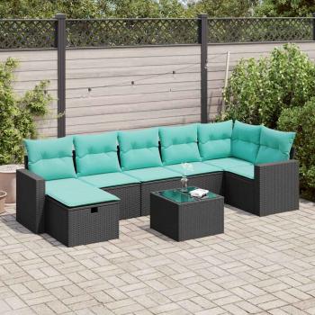 ARDEBO.de - 8-tlg. Garten-Sofagarnitur mit Kissen Schwarz Poly Rattan
