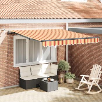 ARDEBO.de - Ausziehbare Markise Gelb und Orange 350 x 250 cm Polyester