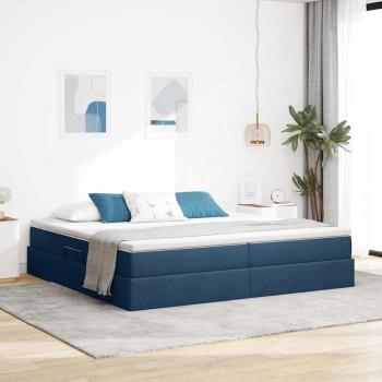 ARDEBO.de - Aufbewahrungsbett mit Matratze Blau 200 x 200 cm Polyester