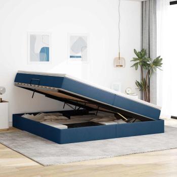 Aufbewahrungsbett mit Matratze Blau 200 x 200 cm Polyester