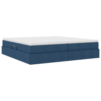 Aufbewahrungsbett mit Matratze Blau 200 x 200 cm Polyester