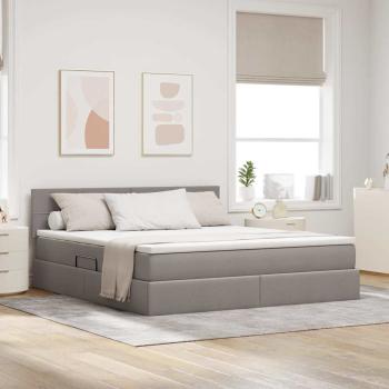 ARDEBO.de - Aufbewahrungsbett mit Matratze Taupe 160 x 200 cm Samt