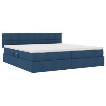 Aufbewahrungsbett mit Matratze Blau 200 x 200 cm Samt