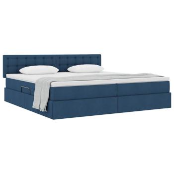 Aufbewahrungsbett mit Matratze Blau 200 x 200 cm Samt