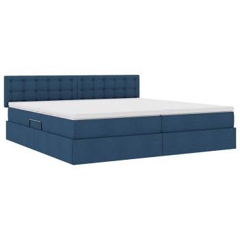 Aufbewahrungsbett mit Matratze Blau 200 x 200 cm Samt