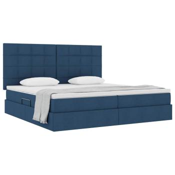 Aufbewahrungsbett mit Matratze Blau 200 x 200 cm Stoff