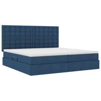 Aufbewahrungsbett mit Matratze Blau 200 x 200 cm Stoff