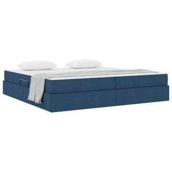 Aufbewahrungsbett mit Matratze Blau 200 x 200 cm Polyester