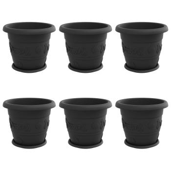 Blumentöpfe 6 stk. Schwarz Ø 34 x 28 cm Kunststoff