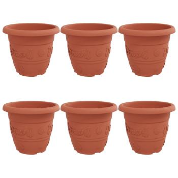 Runder Blumentopf 6 stk. Ziegelrot Ø 34 x 28 cm Kunststoff