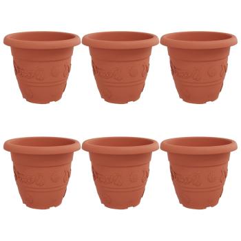 Runder Blumentopf 6 stk. Ziegelrot Ø 39 x 32 cm Kunststoff