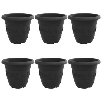 Runder Blumentopf 6 stk. Schwarz Ø 39 x 32 cm Kunststoff