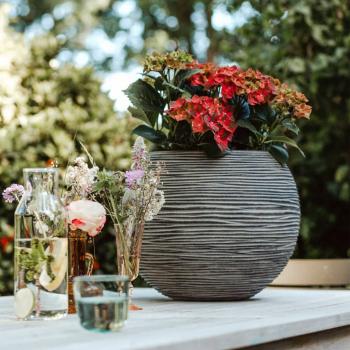 Capi Blumentopf Nature Rib Kugel 40 x 32 cm Anthrazit KOFZ270 