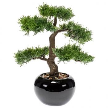 ARDEBO.de - Emerald Kunstpflanze Bonsai Zeder Grün 34 cm 420003