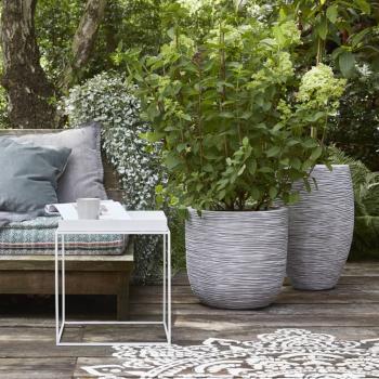 Capi Blumentopf Nature Rib Oval 35 x 34 cm Elfenbeinfarben 