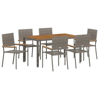 Garten Essgruppe 7 stk. Grau Poly-Rattan