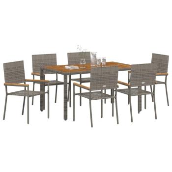 Garten Essgruppe 7 stk. Grau Poly-Rattan