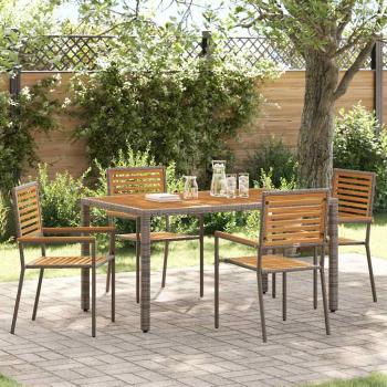ARDEBO.de - Garten Essgruppe 5 stk. Grau und Braun Poly-Rattan