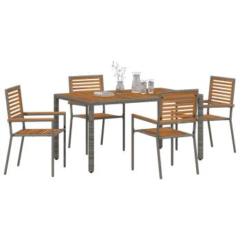 Garten Essgruppe 5 stk. Grau und Braun Poly-Rattan