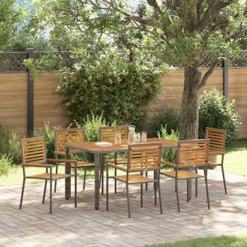 ARDEBO.de - Garten Essgruppe 7 stk. Grau und Braun Poly-Rattan