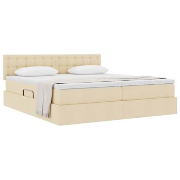 Aufbewahrungsbett mit Matratze Creme 200 x 200 cm Kunstleder
