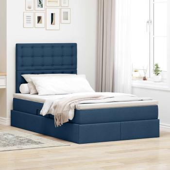 ARDEBO.de - LED-Speicherbett mit Matratze Blau 120 x 190 cm Stoff