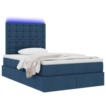 LED-Speicherbett mit Matratze Blau 120 x 190 cm Stoff