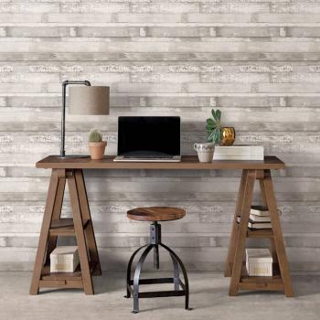 ARDEBO.de - Homestyle Tapete Wood Cremeweiß und Grau