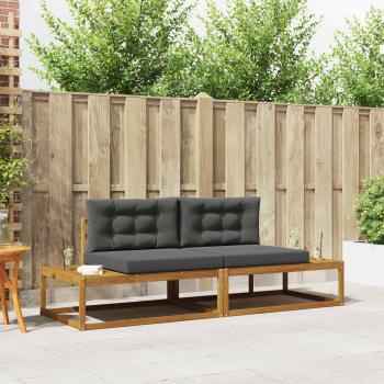 ARDEBO.de - Outdoor-Sofagarnitur mit Kissen Natur und Anthrazit