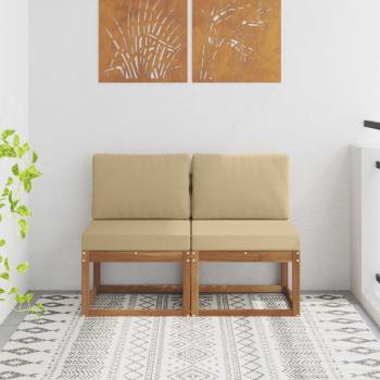 ARDEBO.de - 2 Stück Outdoor Mittelsofa Massivholz Akazie Natur