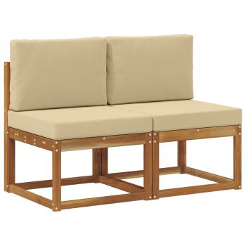 2 Stück Outdoor Mittelsofa Massivholz Akazie Natur