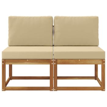 2 Stück Outdoor Mittelsofa Massivholz Akazie Natur