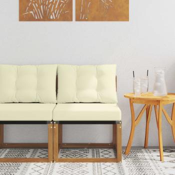ARDEBO.de - Outdoor Mittelsofa Massivholz Akazie und Textilene Stoff Natur