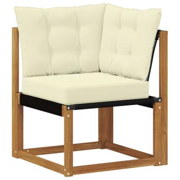Outdoor Ecksofa Massivholz Akazie und Textilene Stoff Natur
