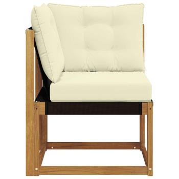 Outdoor Ecksofa Massivholz Akazie und Textilene Stoff Natur