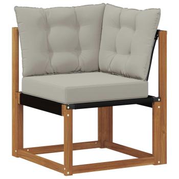 Outdoor Ecksofa Massivholz Akazie und Textilene Stoff Natur