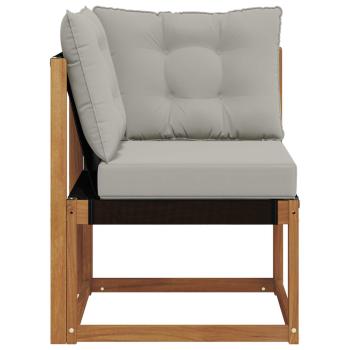 Outdoor Ecksofa Massivholz Akazie und Textilene Stoff Natur