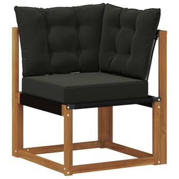 Outdoor Ecksofa Massivholz Akazie und Textilene Stoff Natur