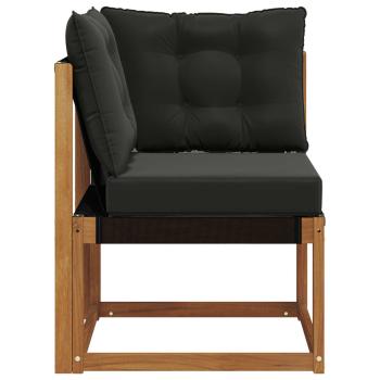Outdoor Ecksofa Massivholz Akazie und Textilene Stoff Natur