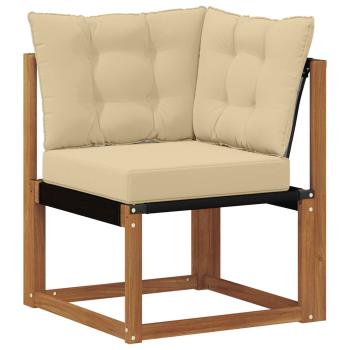 Outdoor Ecksofa Massivholz Akazie und Textilene Stoff Natur