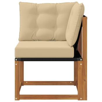 Outdoor Ecksofa Massivholz Akazie und Textilene Stoff Natur